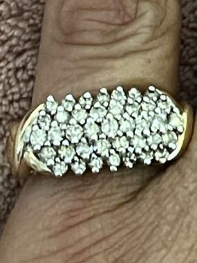 Gold-14kt YG 2.5ctw Diamond Pavé Cluster Ring - Solid Gold